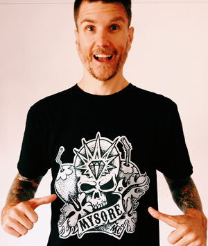 Guy Andefors wearing a Mysore MC t-shirt