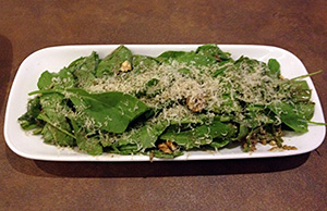 Dhatu spinach, walnut & goats cheese salad