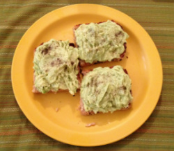 Avocado mashed with coconut oil & salt on toast