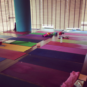 yoga mats laid out for Kino workshop 