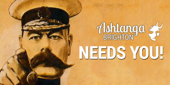 Ashtanga Brighton needs you poster with Lord Kitchener