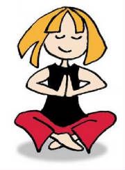 Cartoon girl meditating